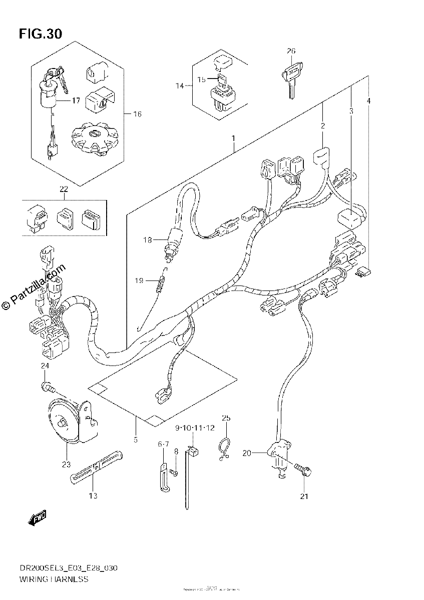 Diagrama de WIRING HARNESS DR200SEL3 E28