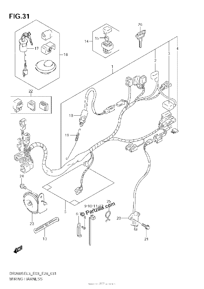 Diagrama de WIRING HARNESS DR200SEL3 E33