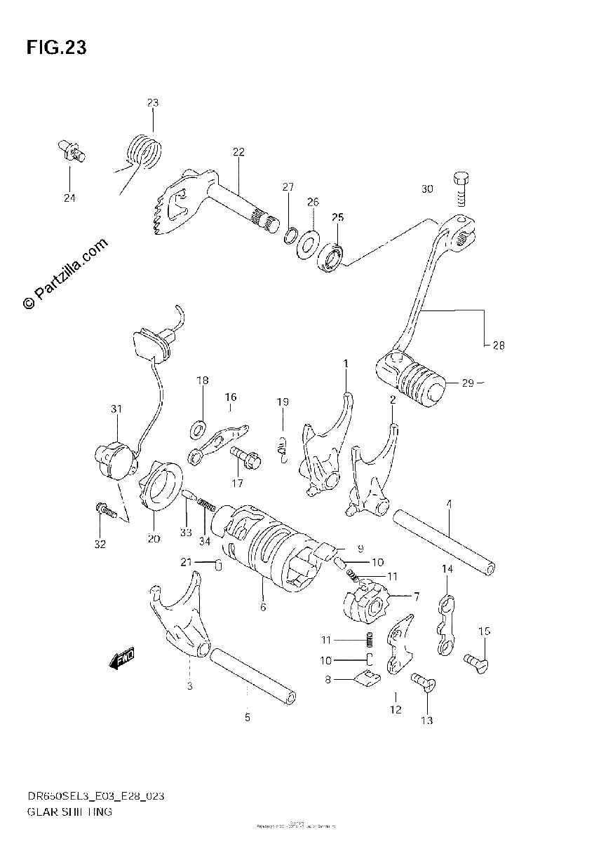 Diagrama de GEAR SHIFTING DR650SEL3 E03