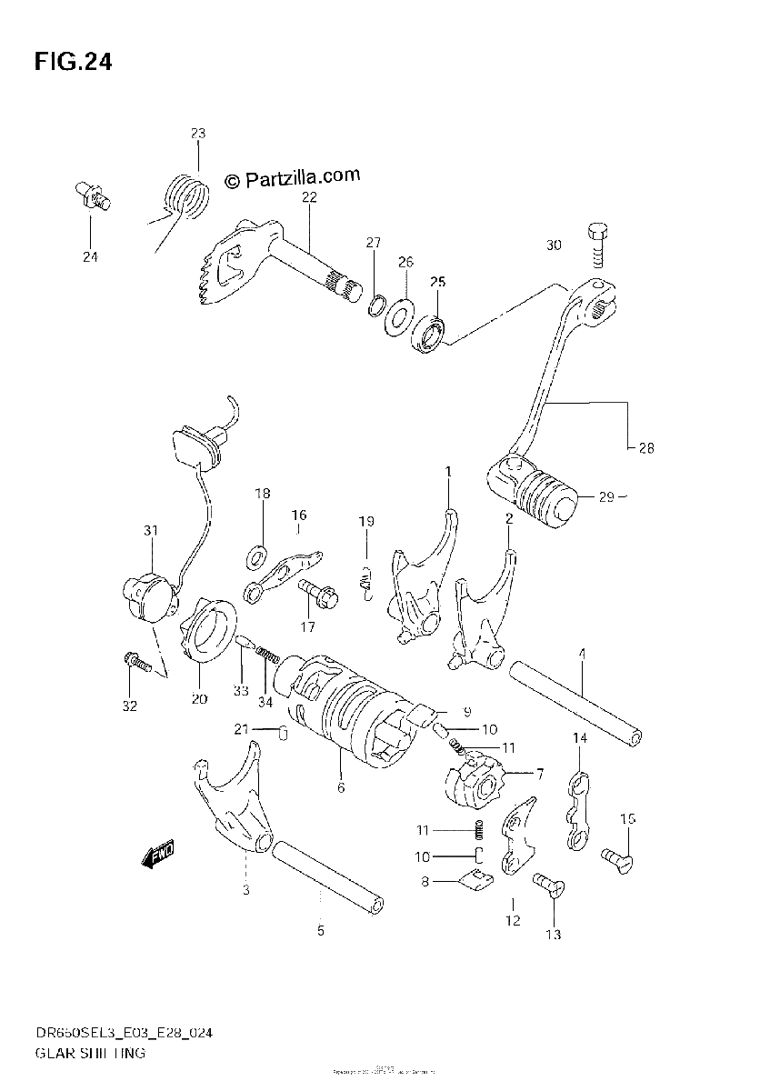 Diagrama de GEAR SHIFTING DR650SEL3 E28