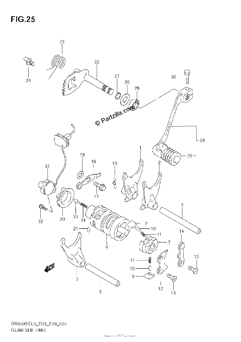 Diagrama de GEAR SHIFTING DR650SEL3 E33