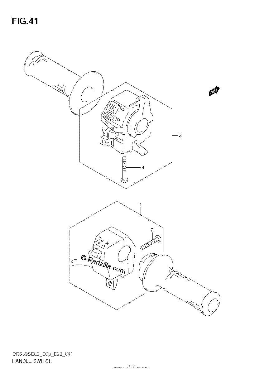 Diagrama de HANDLE SWITCH DR650SEL3 E03