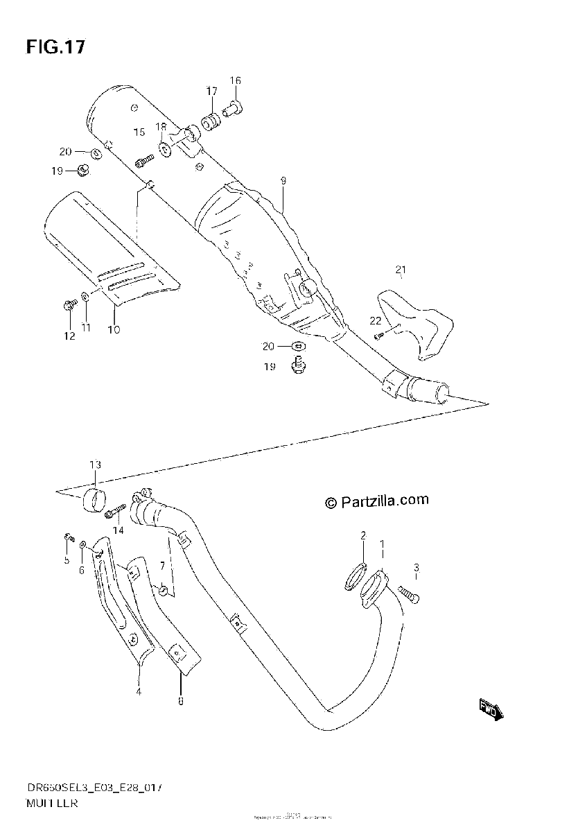 Diagrama de MUFFLER DR650SEL3 E33