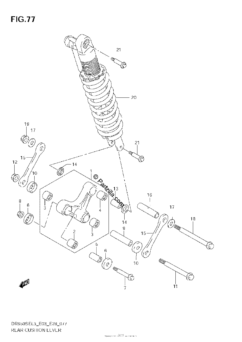 Diagrama de REAR CUSHION LEVER DR650SEL3 E03
