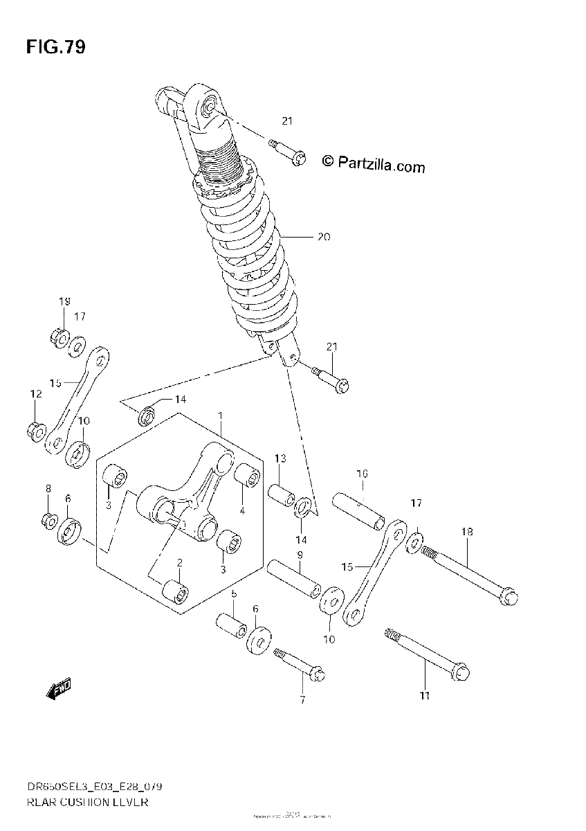 Diagrama de REAR CUSHION LEVER DR650SEL3 E33