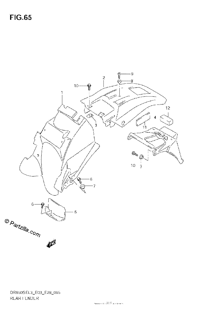Diagrama de REAR FENDER DR650SEL3 E28