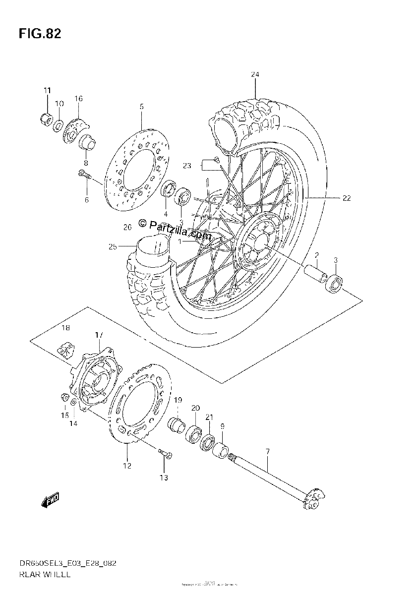 Diagrama de REAR WHEEL DR650SEL3 E33