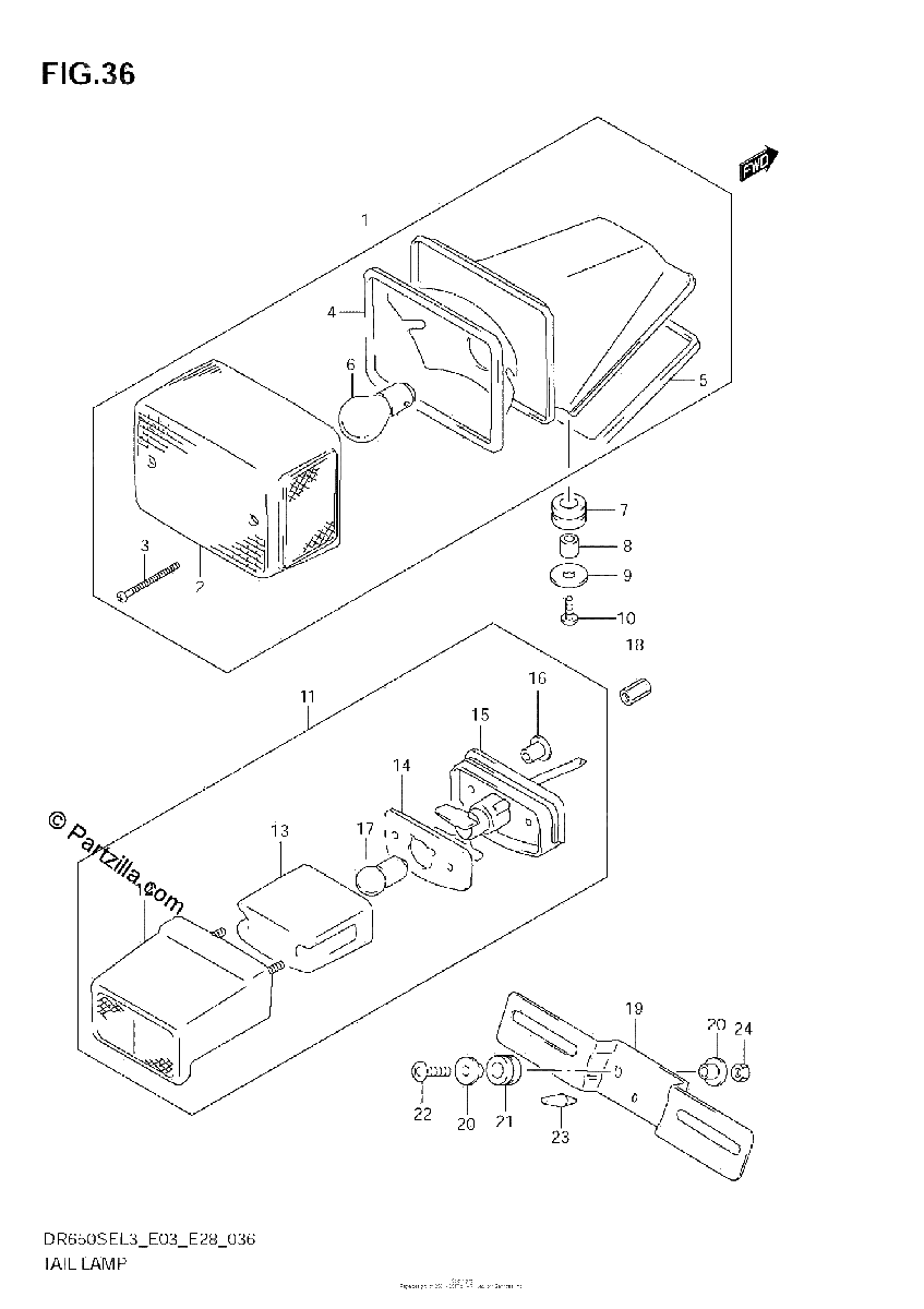 Diagrama de TAIL LAMP DR650SEL3 E28
