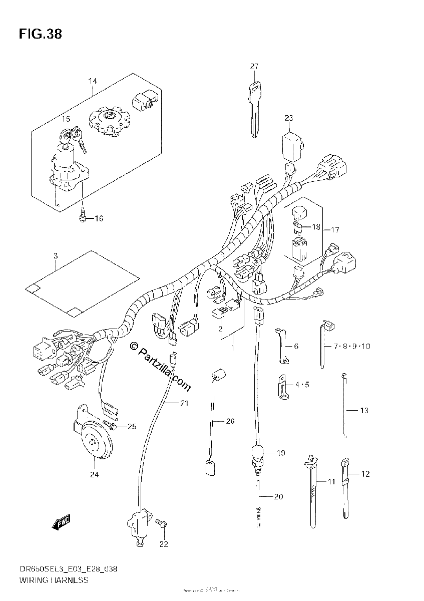 Diagrama de WIRING HARNESS DR650SEL3 E03
