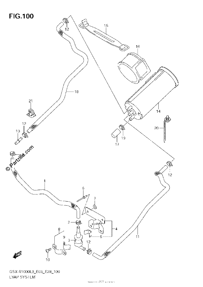 Diagrama de EVAP SYSTEM GSX R1000L3 E33