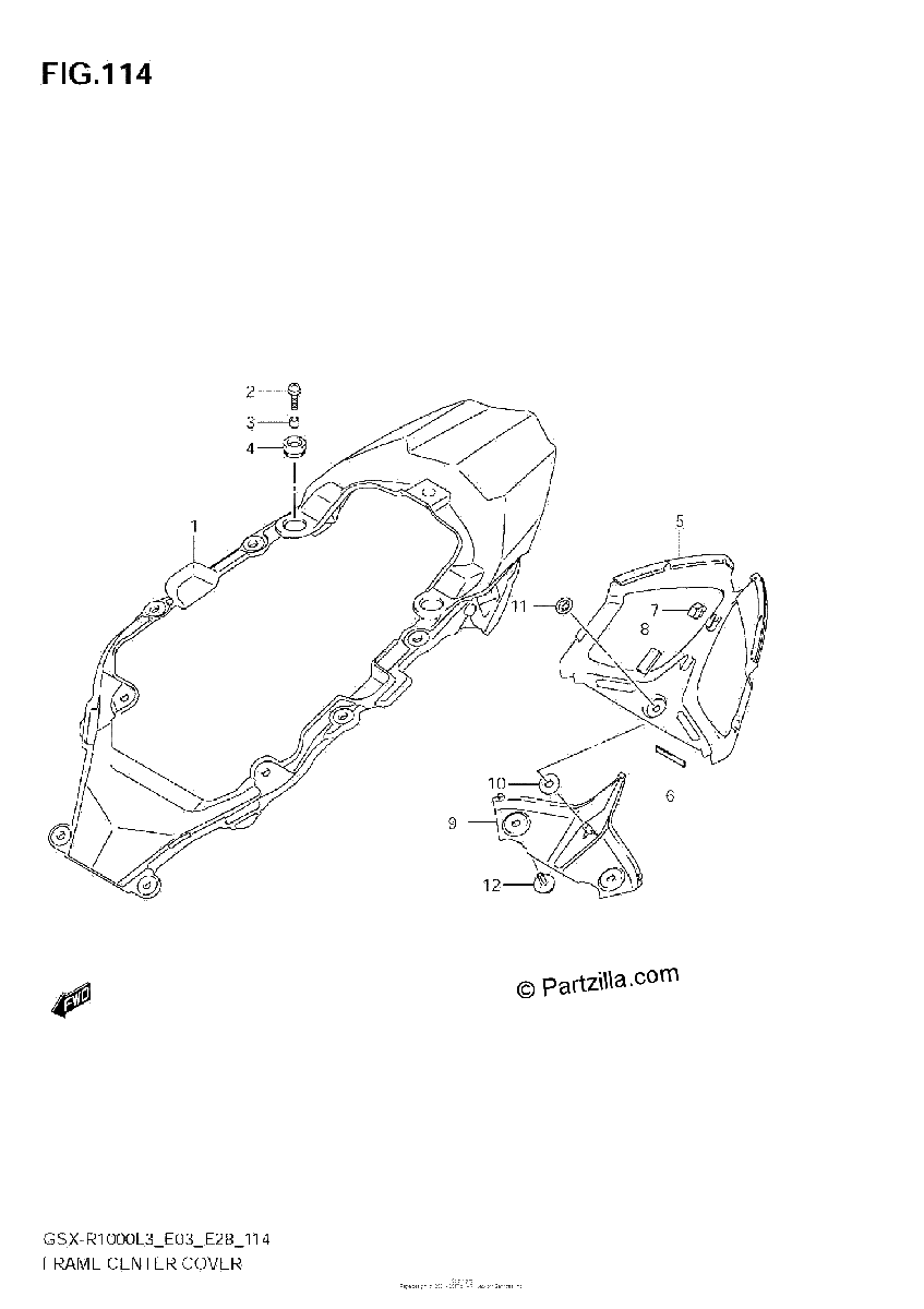 Diagrama de FRAME CENTER COVER GSX R1000L3 E03