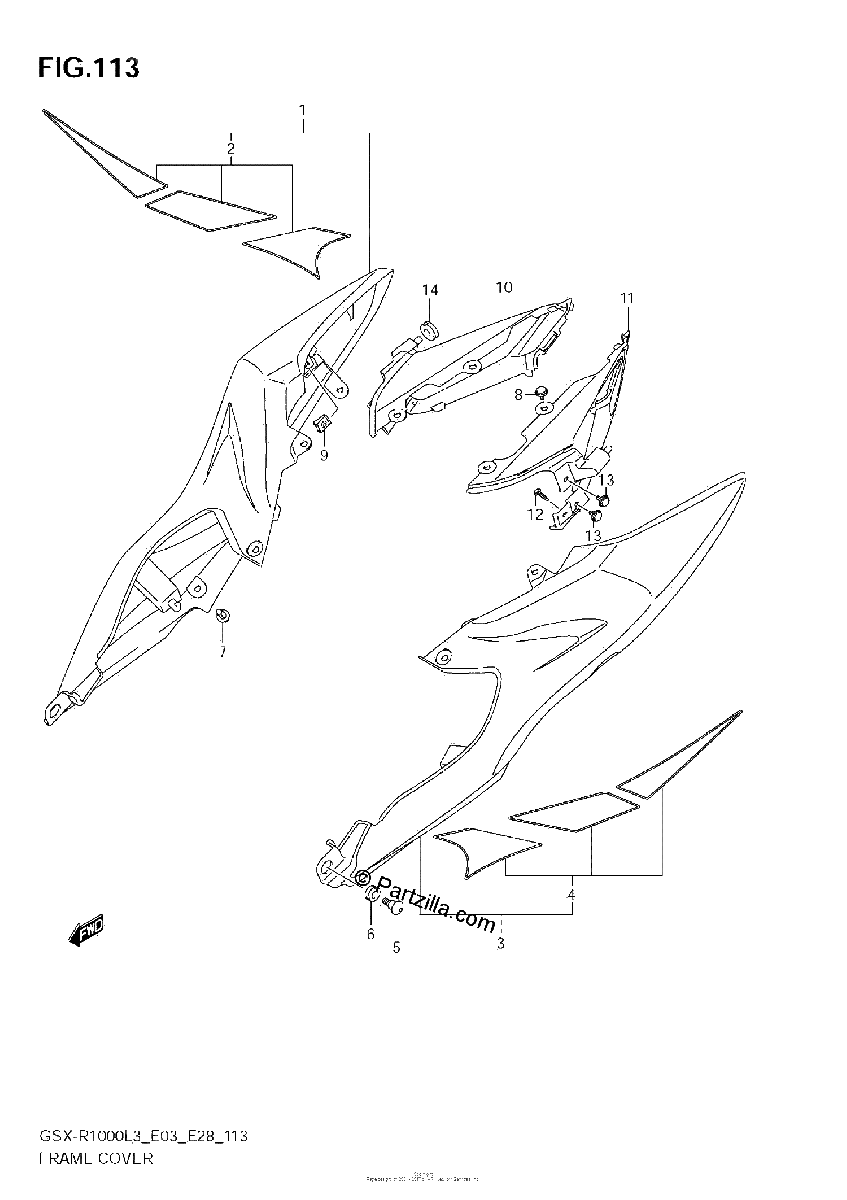 Diagrama de FRAME COVER GSX R1000L3 E33