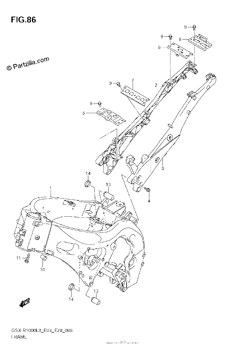 Diagrama de FRAME GSX R1000L3 E03