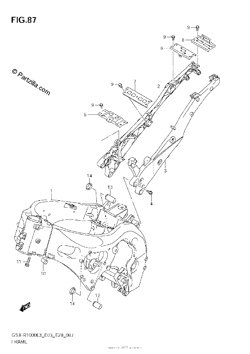Diagrama de FRAME GSX R1000L3 E28