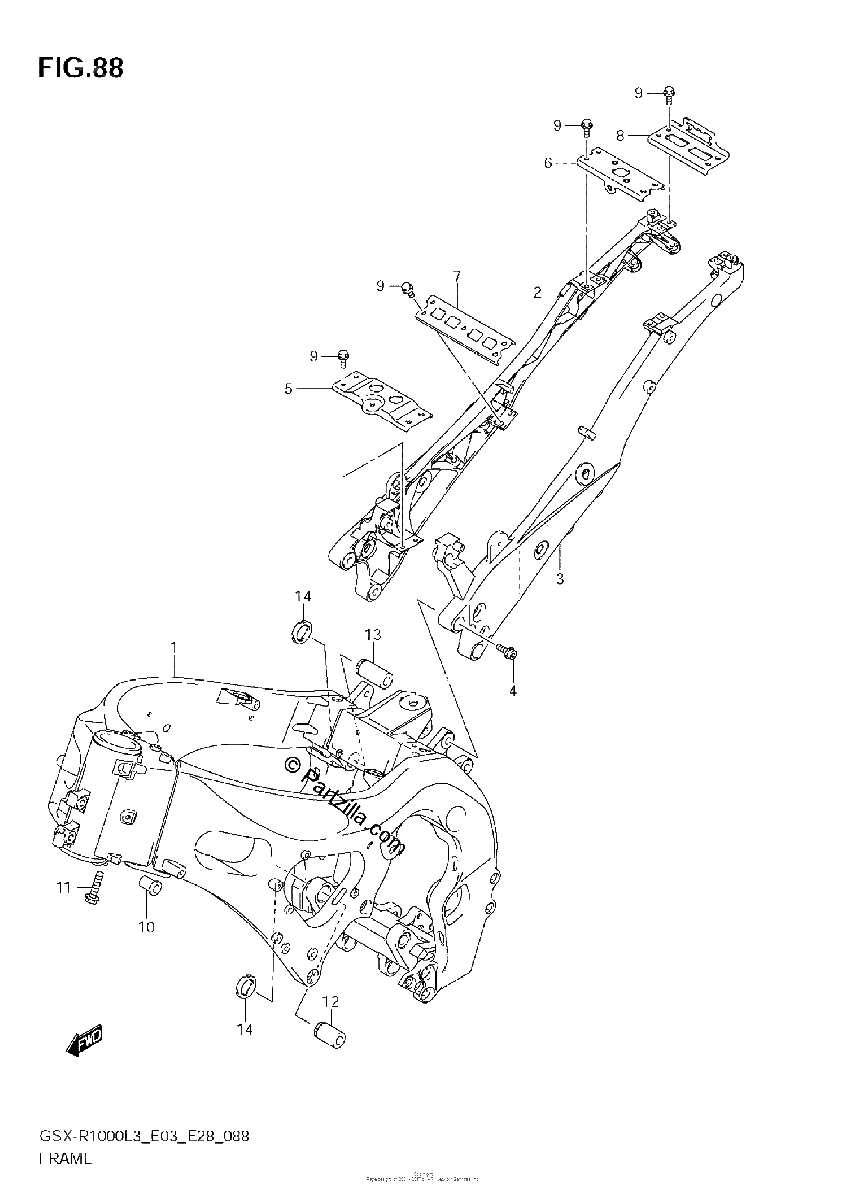 Diagrama de FRAME GSX R1000L3 E33