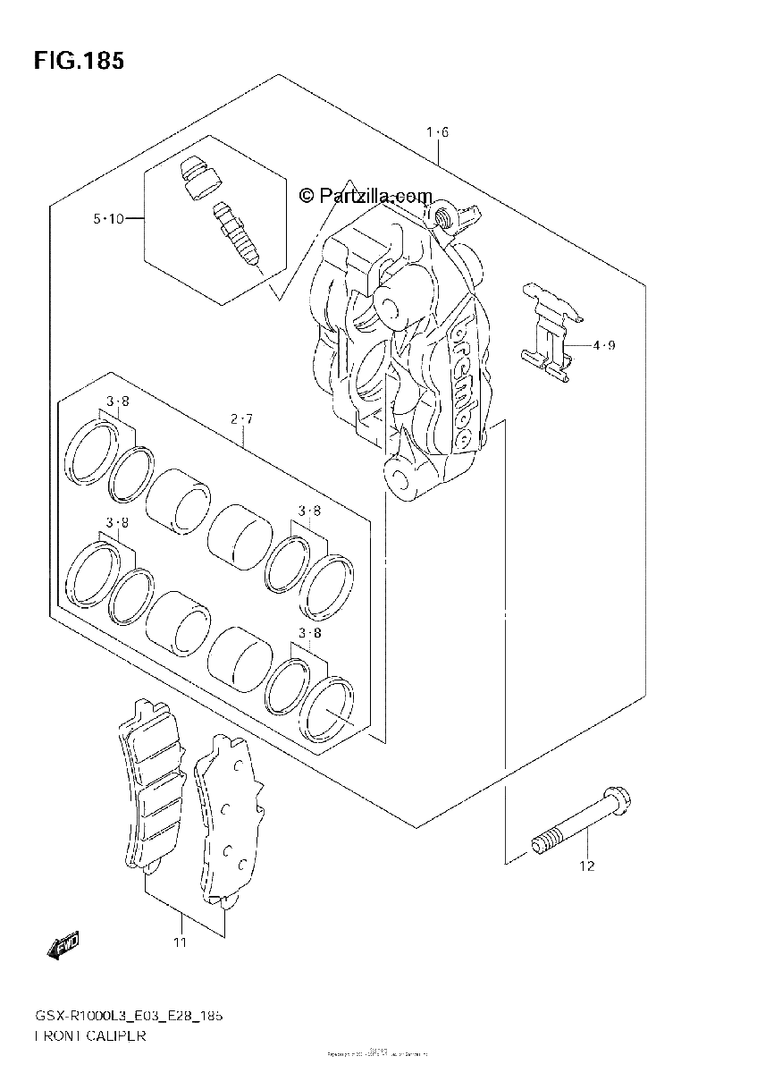 Diagrama de FRONT CALIPER GSX R1000L3 E28