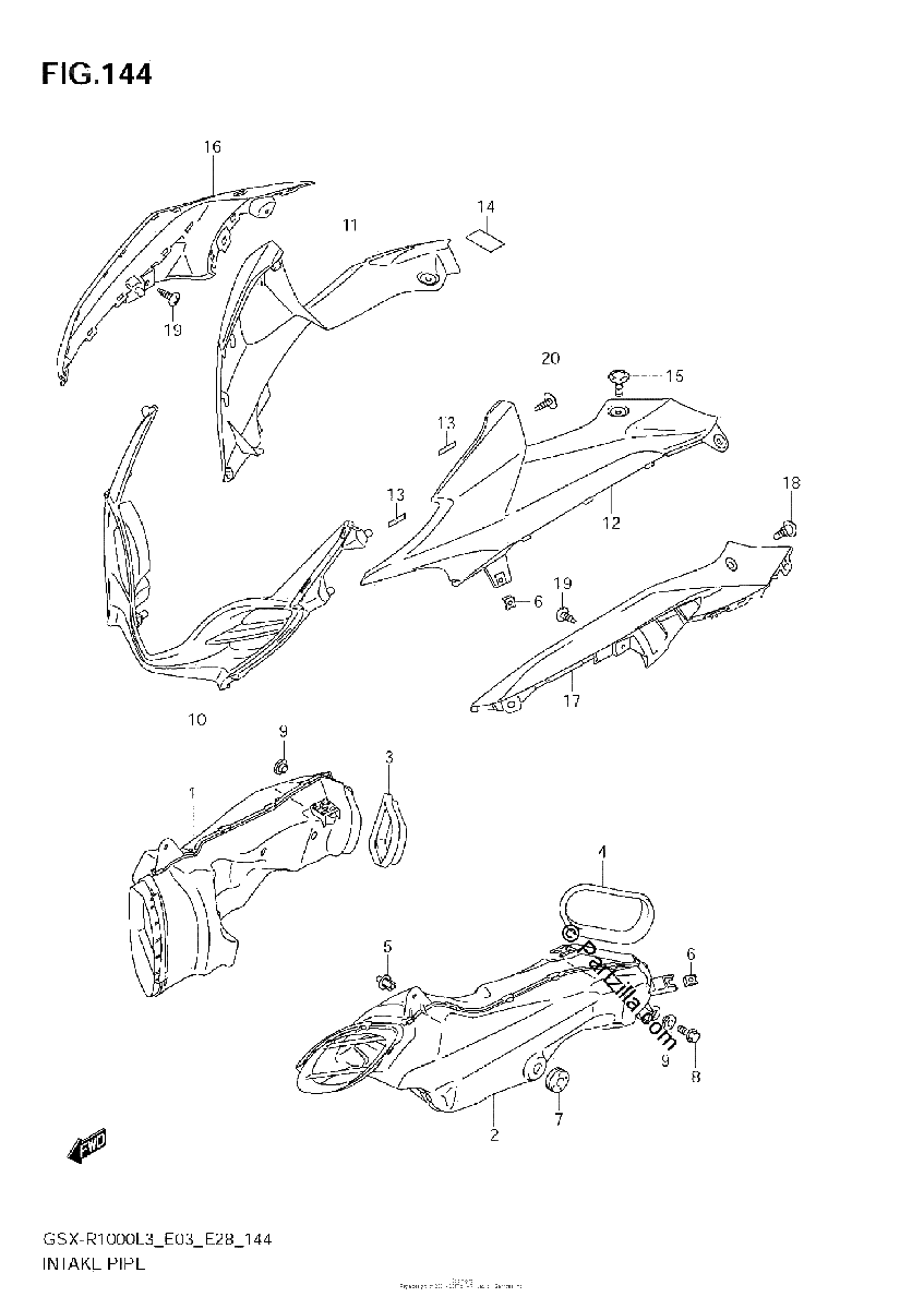Diagrama de INTAKE PIPE GSX R1000L3 E33