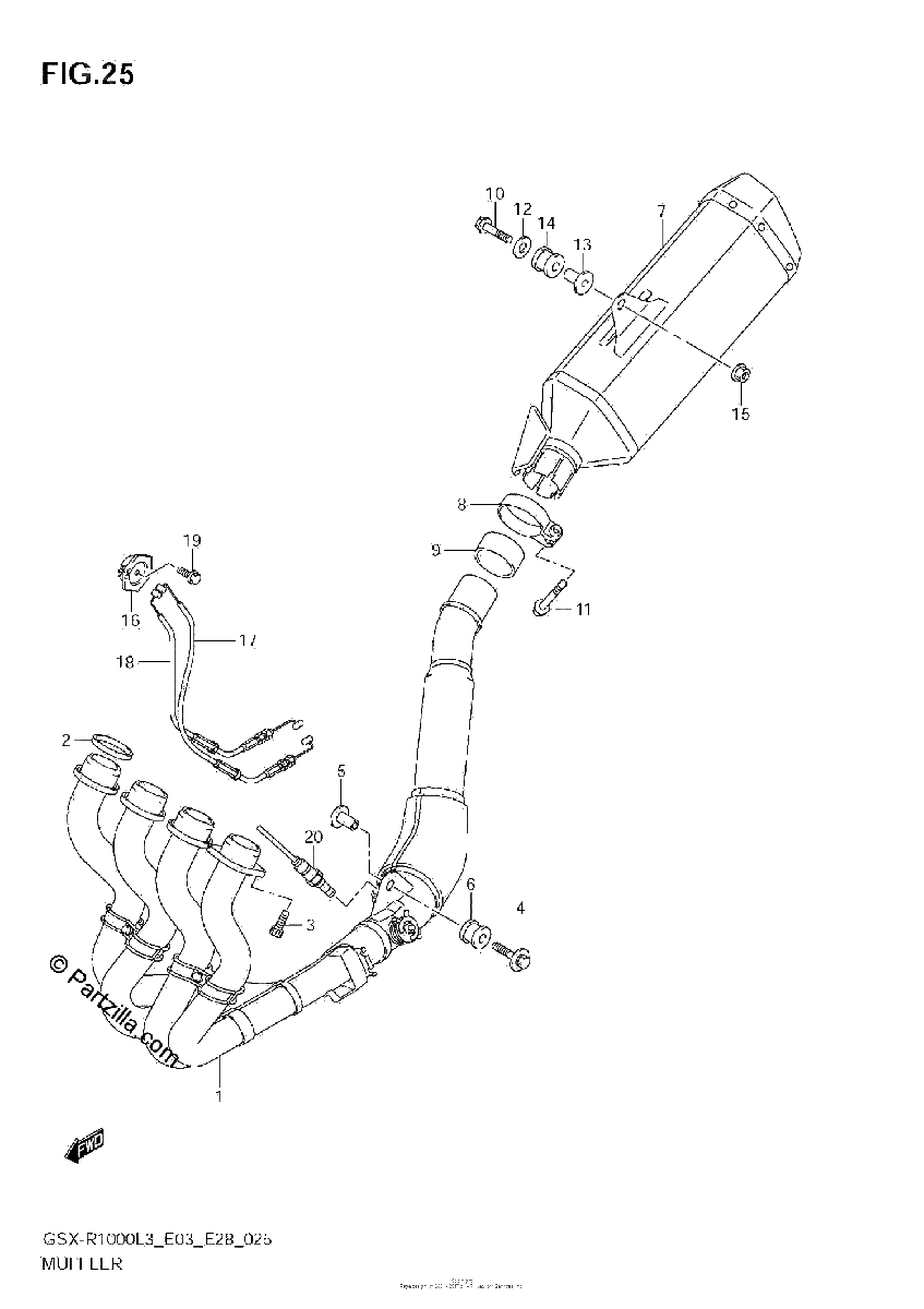 Diagrama de MUFFLER GSX R1000L3 E03