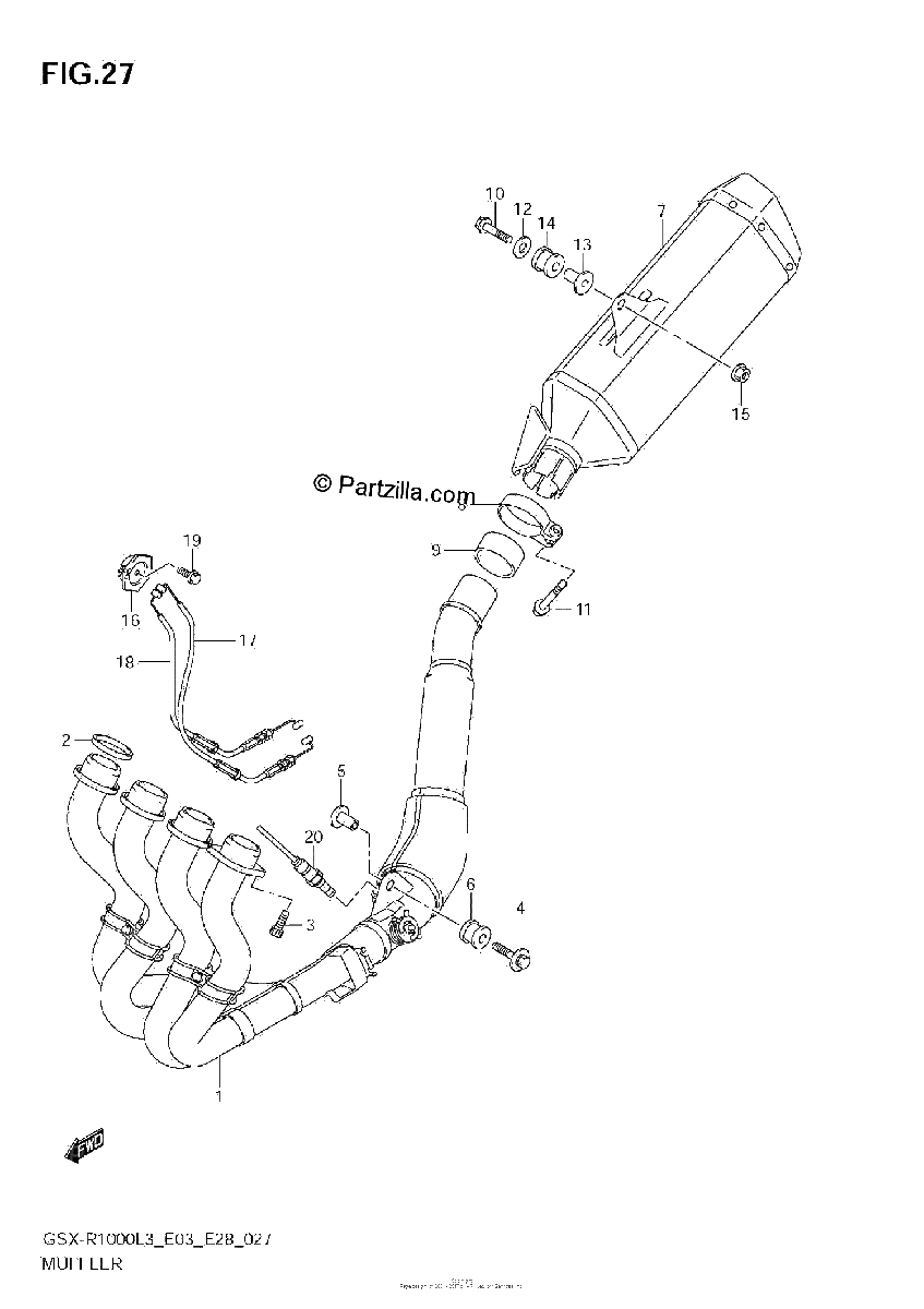 Diagrama de MUFFLER GSX R1000L3 E33