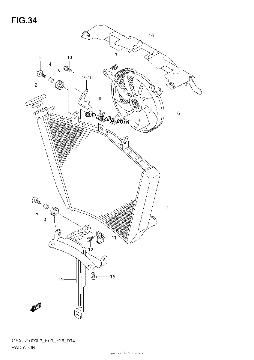 Diagrama de RADIATOR GSX R1000L3 E03