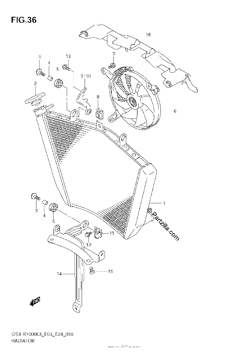 Diagrama de RADIATOR GSX R1000L3 E33