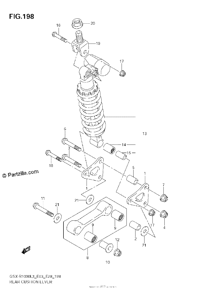 Diagrama de REAR CUSHION LEVER GSX R1000L3 E03