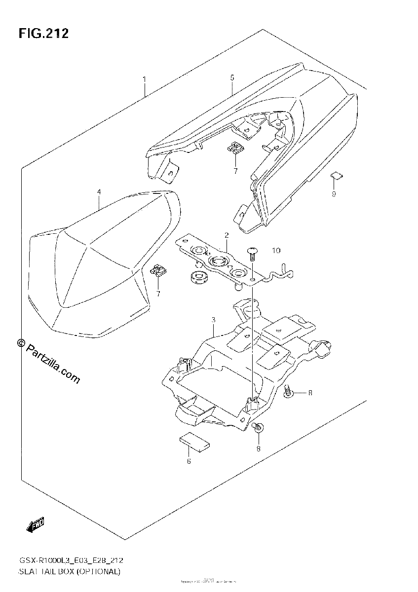Diagrama de SEAT TAIL BOX OPTIONAL GSX R1000L3 E03