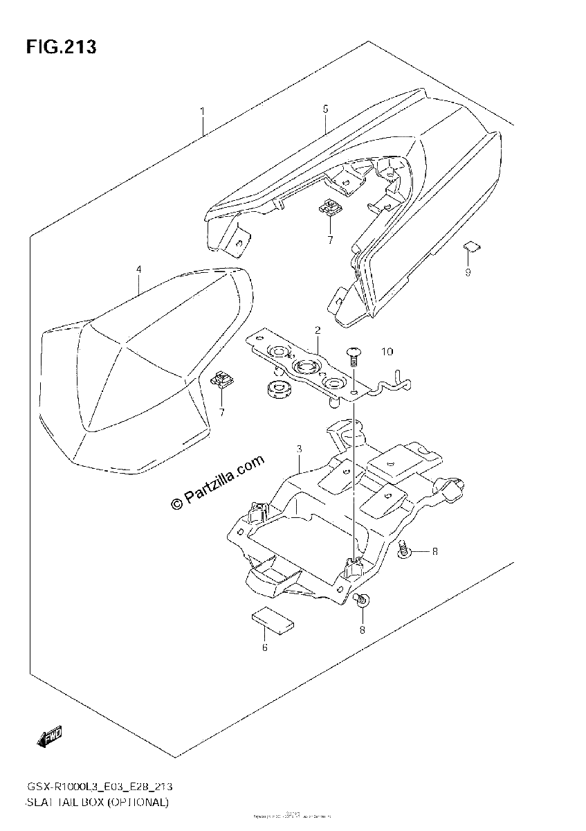 Diagrama de SEAT TAIL BOX OPTIONAL GSX R1000L3 E28