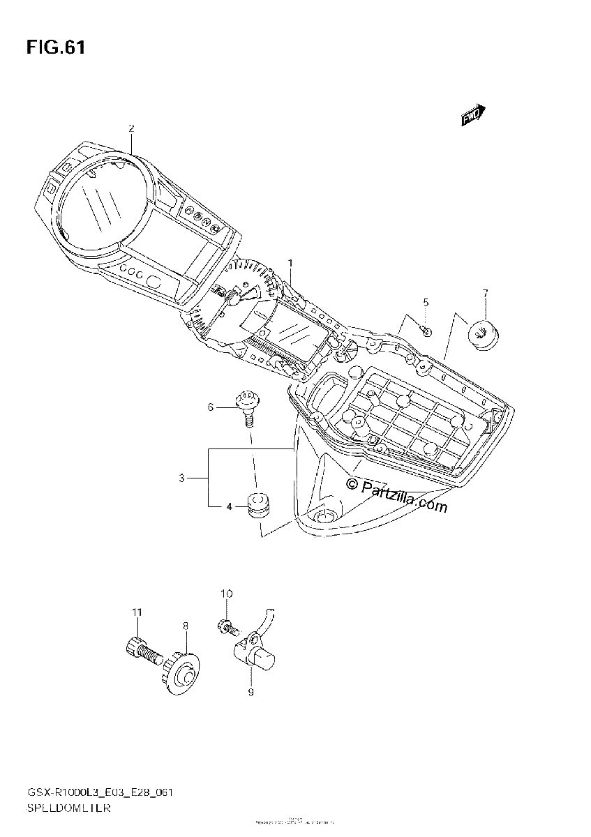 Diagrama de SPEEDOMETER GSX R1000L3 E28