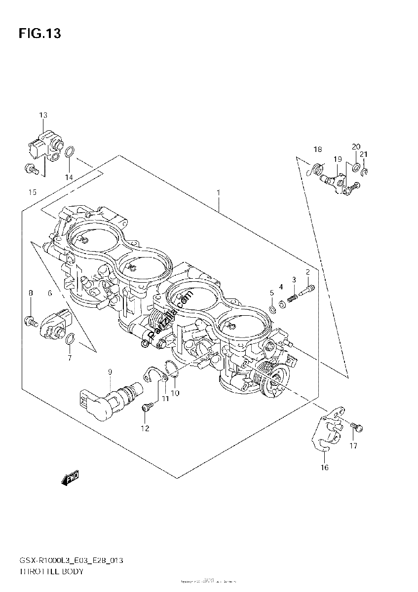 Diagrama de THROTTLE BODY GSX R1000L3 E28