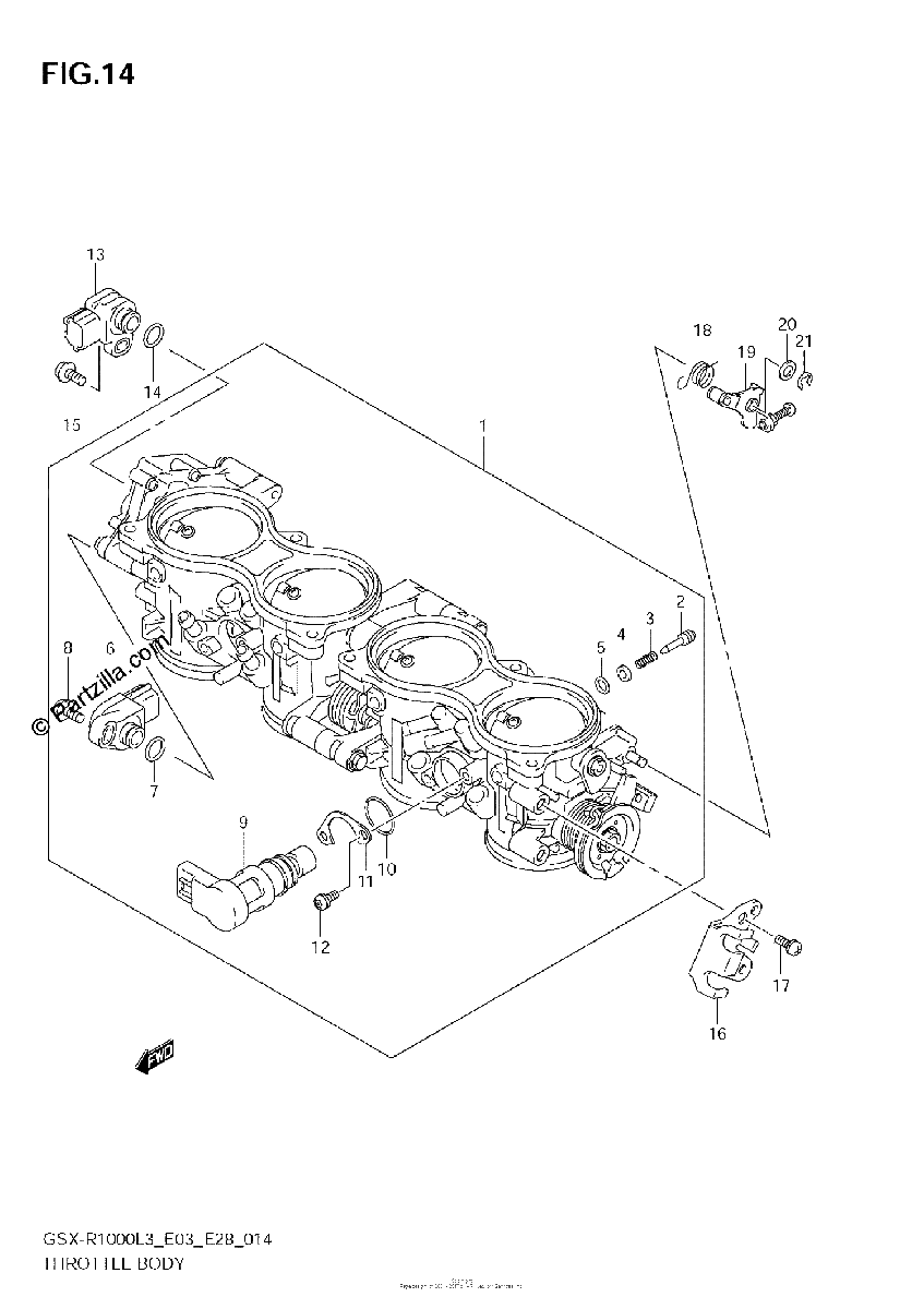 Diagrama de THROTTLE BODY GSX R1000L3 E33
