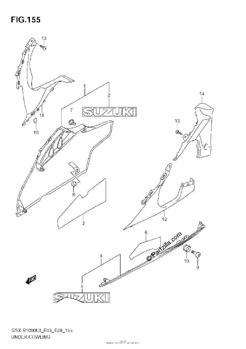 Diagrama de UNDER COWLING GSX R1000L3 E03