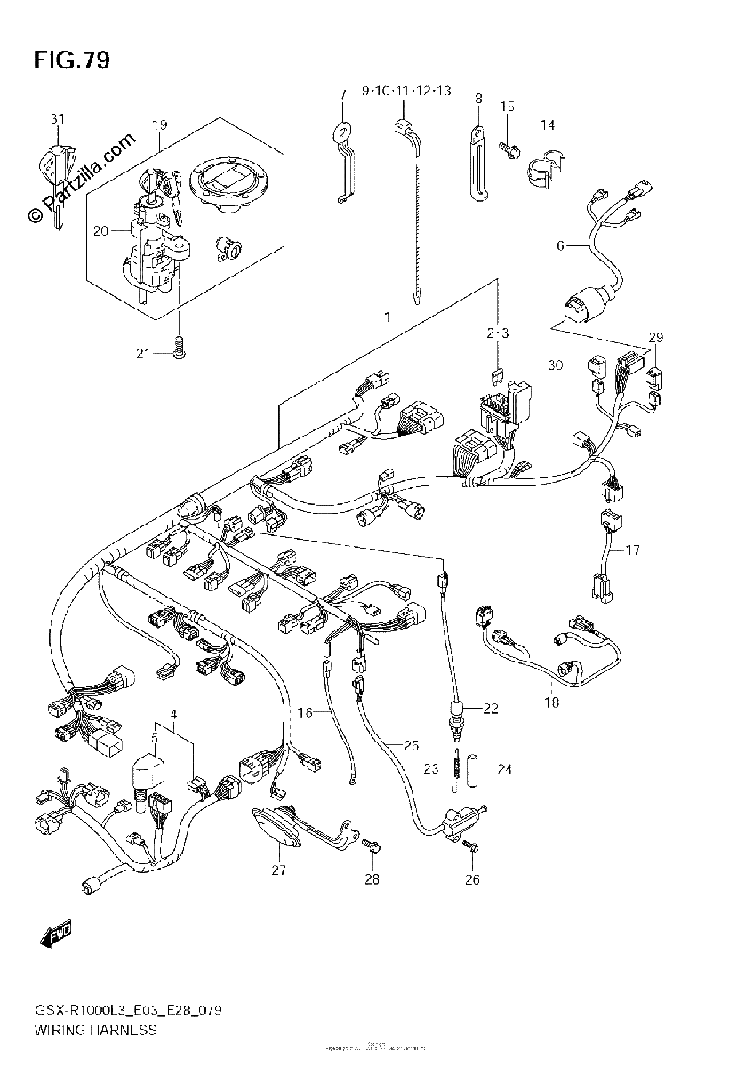Diagrama de WIRING HARNESS GSX R1000L3 E03
