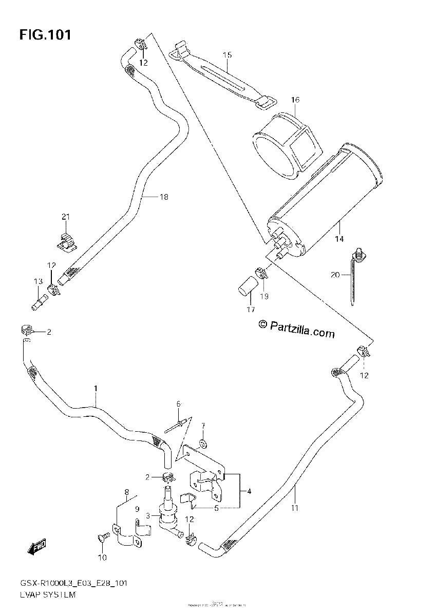 Diagrama de EVAP SYSTEM GSX R1000ZL3 E33