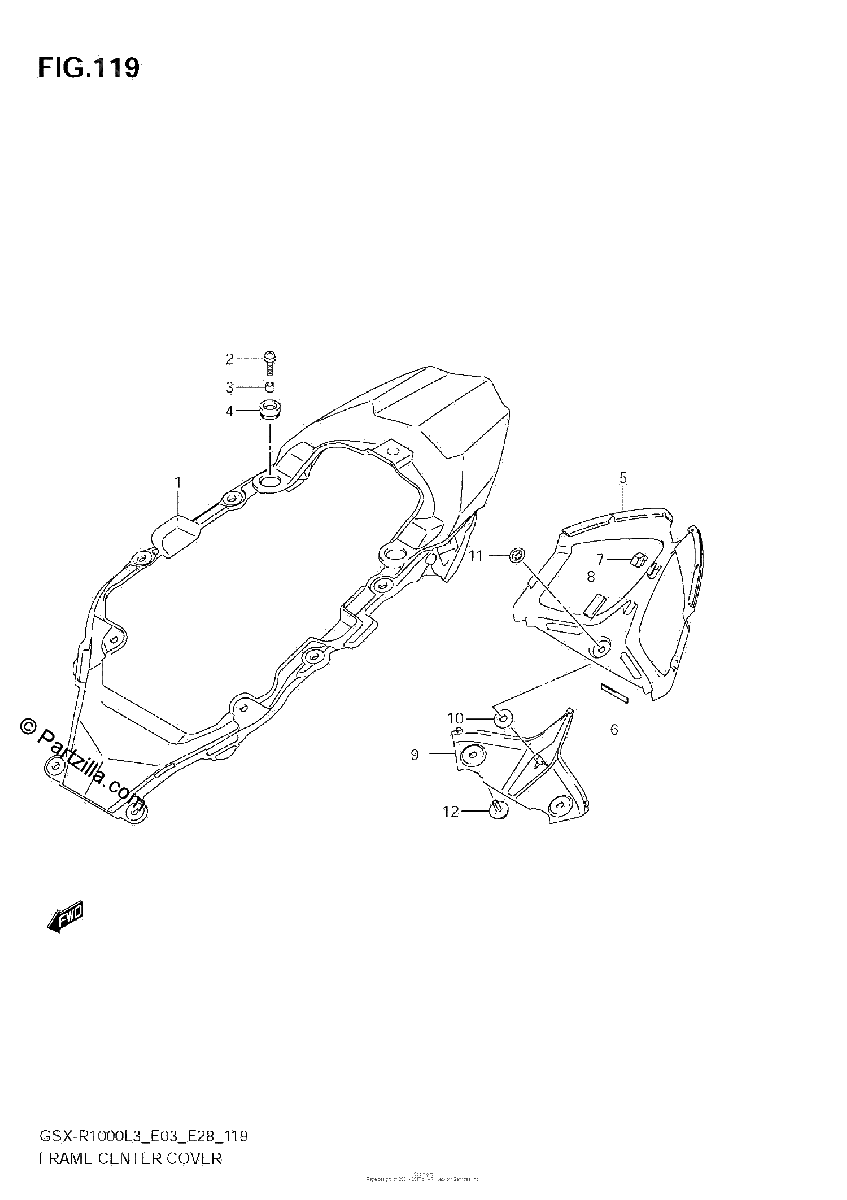 Diagrama de FRAME CENTER COVER GSX R1000ZL3 E33