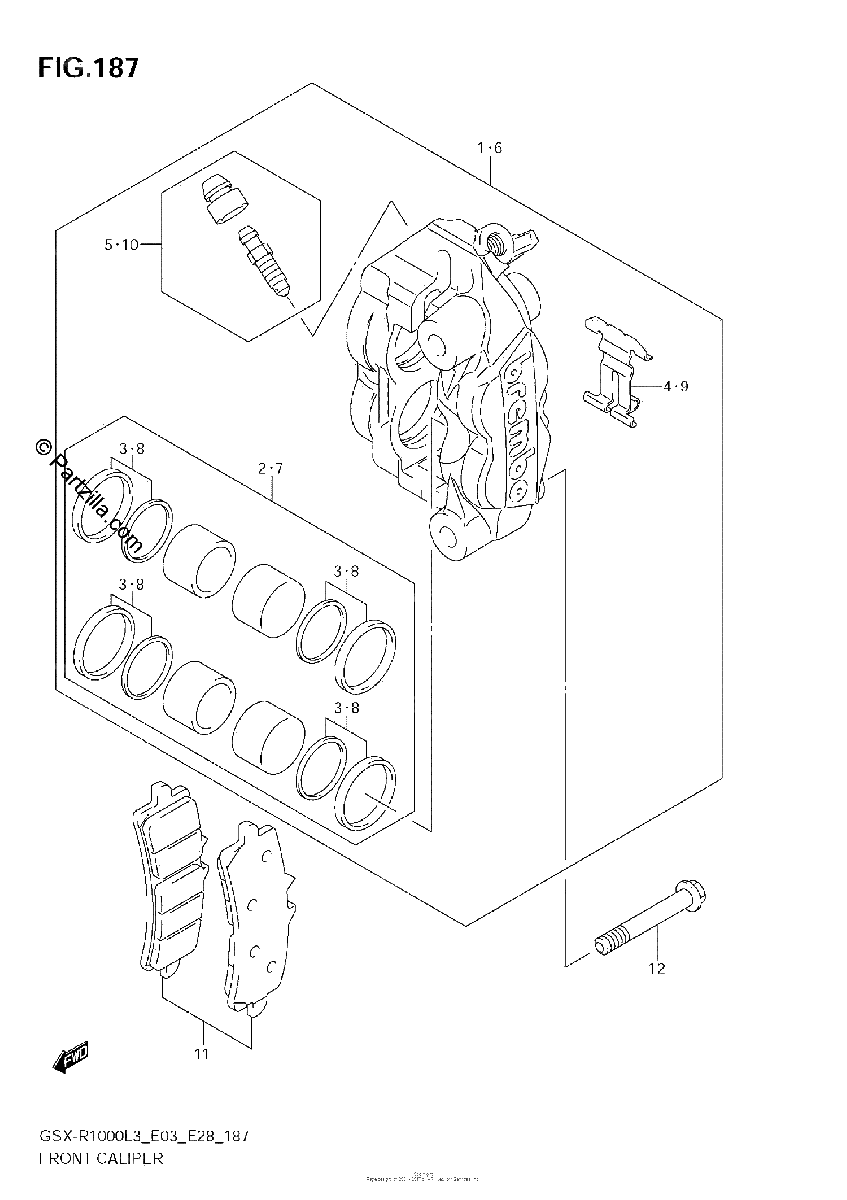 Diagrama de FRONT CALIPER GSX R1000ZL3 E03