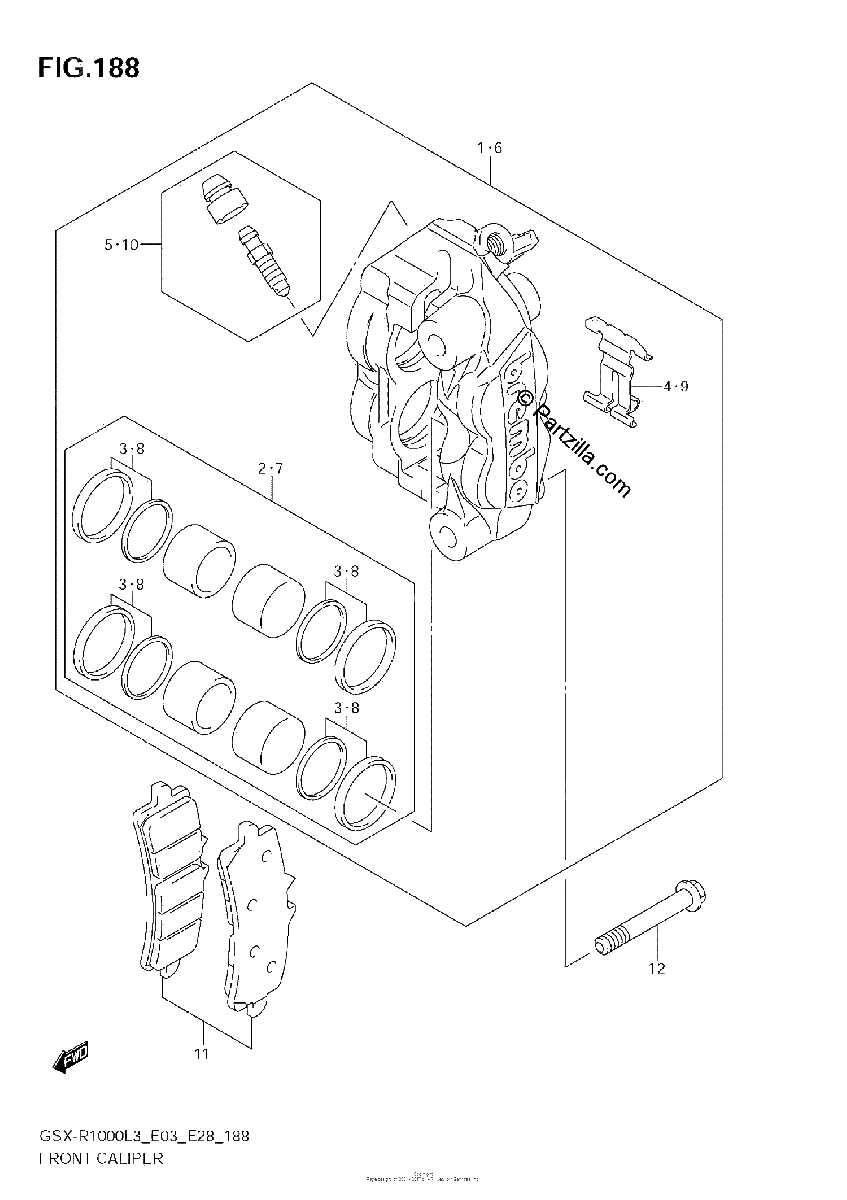 Diagrama de FRONT CALIPER GSX R1000ZL3 E28