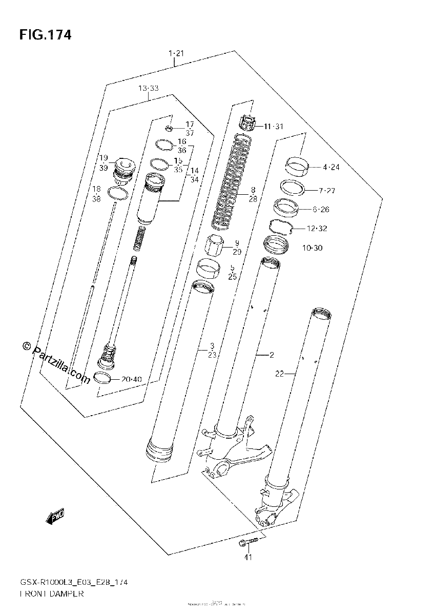 Diagrama de FRONT DAMPER GSX R1000ZL3 E03