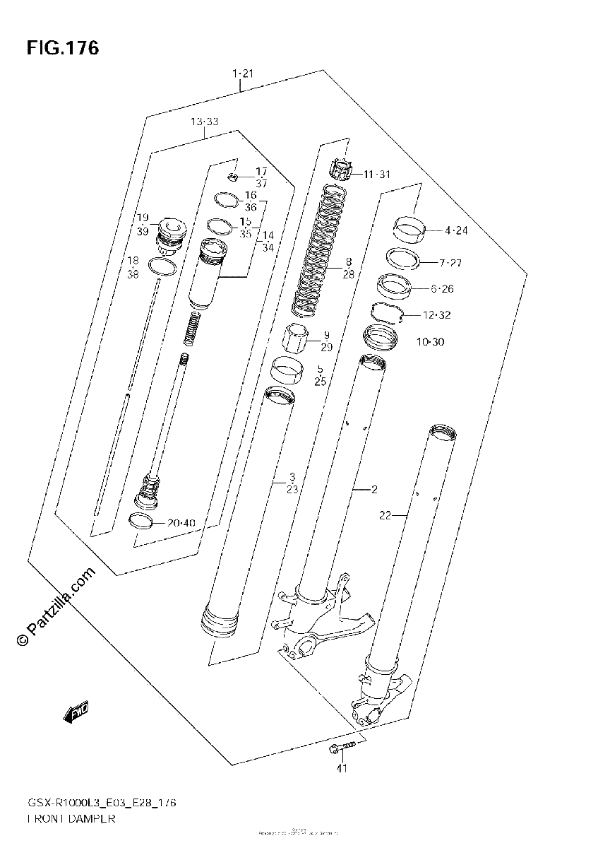 Diagrama de FRONT DAMPER GSX R1000ZL3 E33