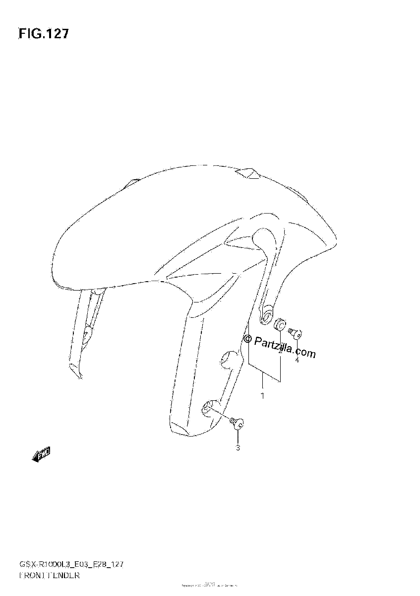 Diagrama de FRONT FENDER GSX R1000ZL3 E33