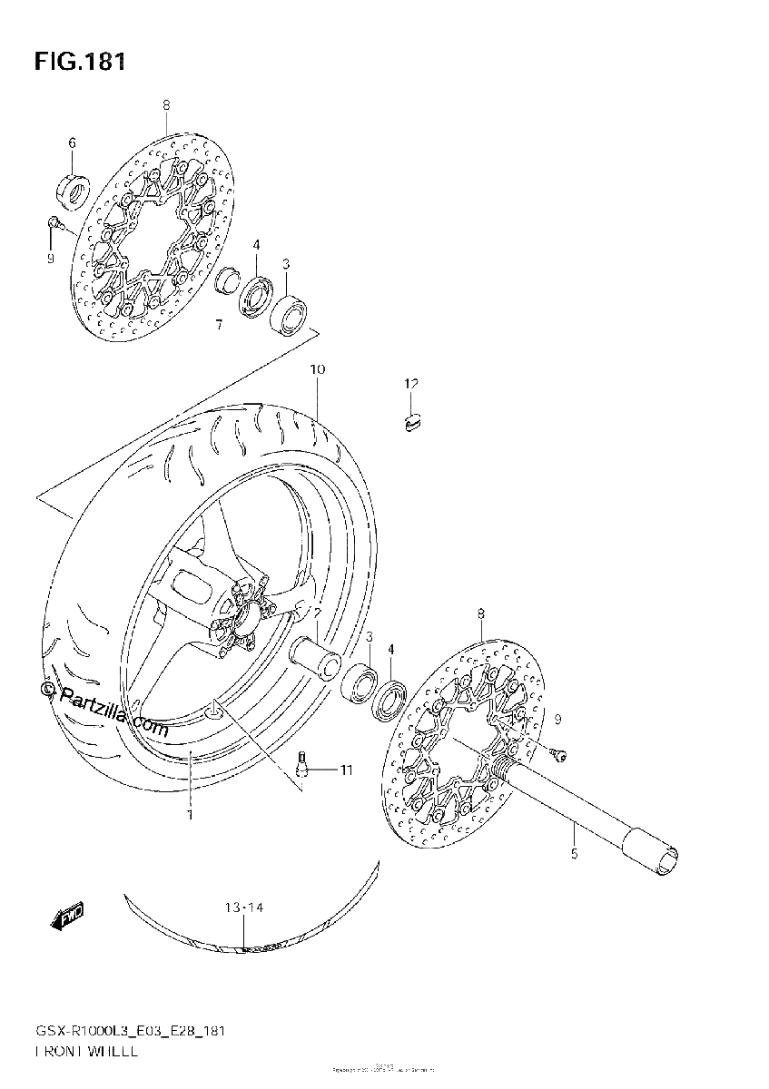 Diagrama de FRONT WHEEL GSX R1000ZL3 E03