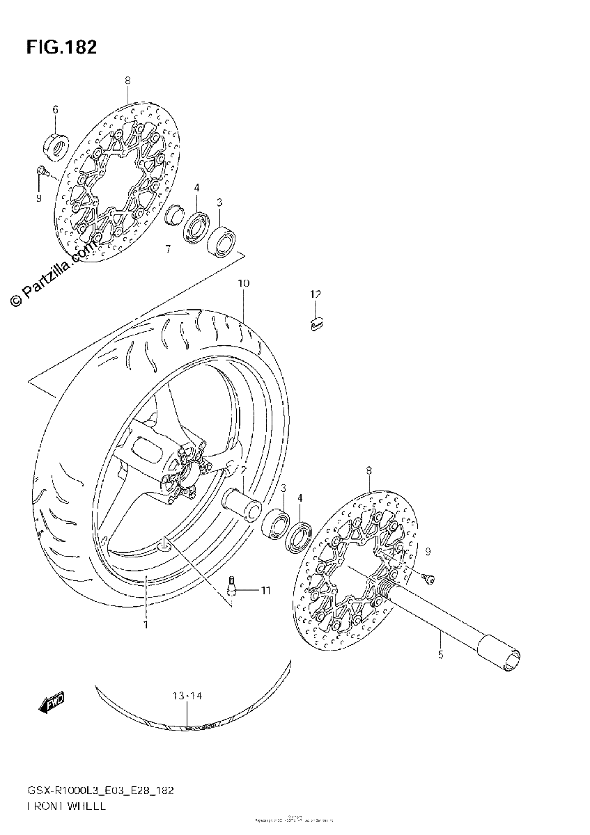 Diagrama de FRONT WHEEL GSX R1000ZL3 E28
