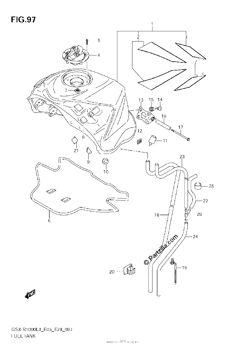 Diagrama de FUEL TANK GSX R1000ZL3 E03