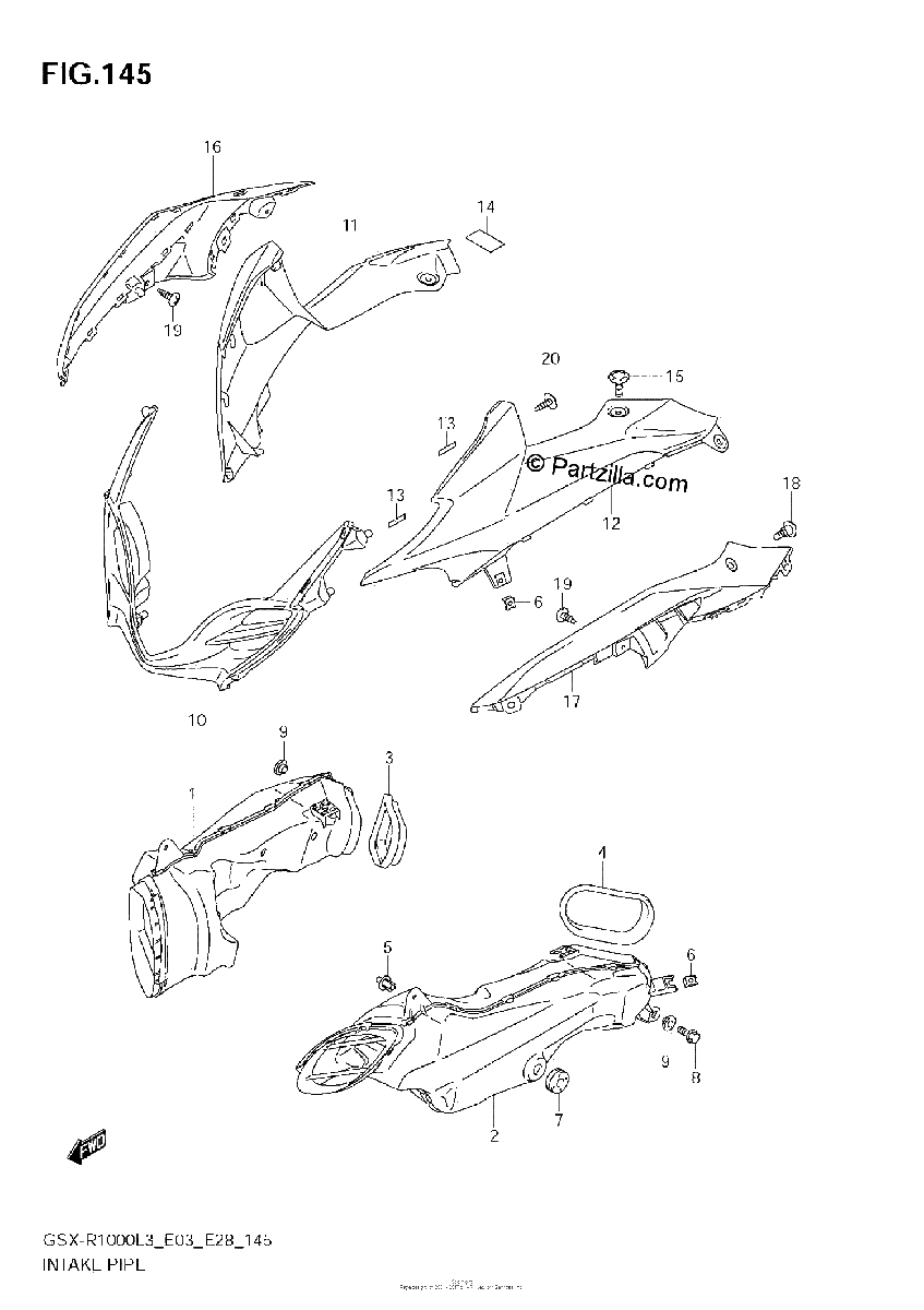 Diagrama de INTAKE PIPE GSX R1000ZL3 E03