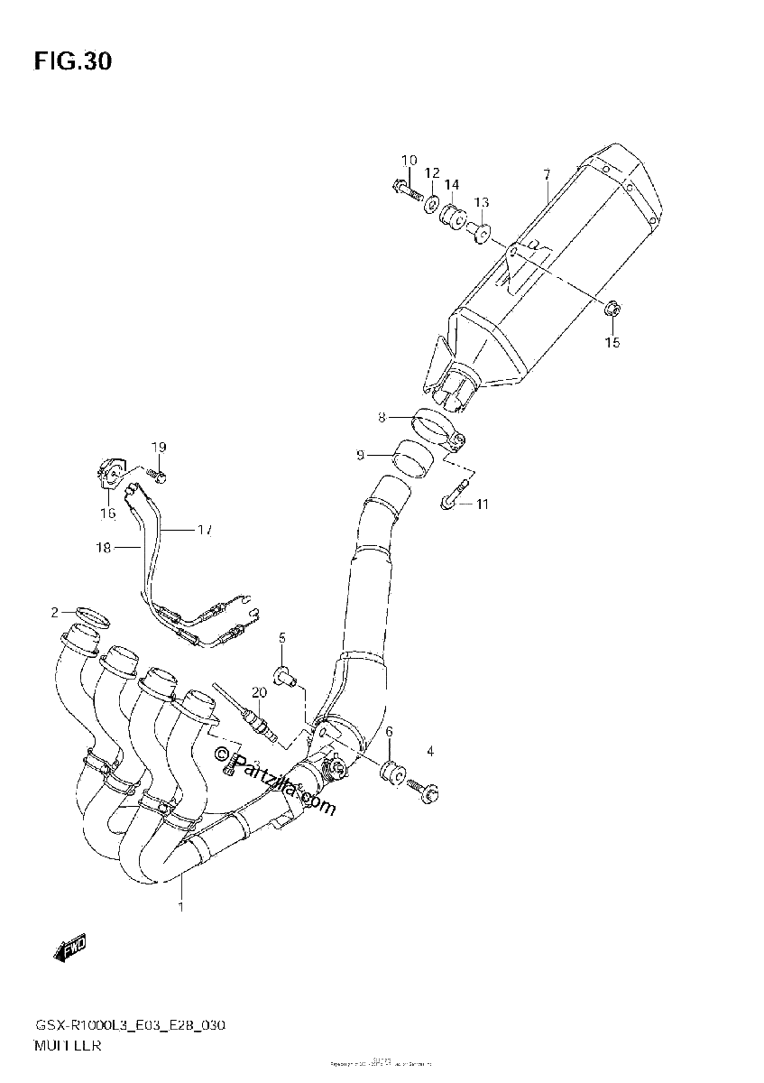 Diagrama de MUFFLER GSX R1000ZL3 E33