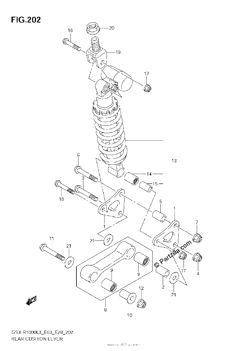Diagrama de REAR CUSHION LEVER GSX R1000ZL3 E28