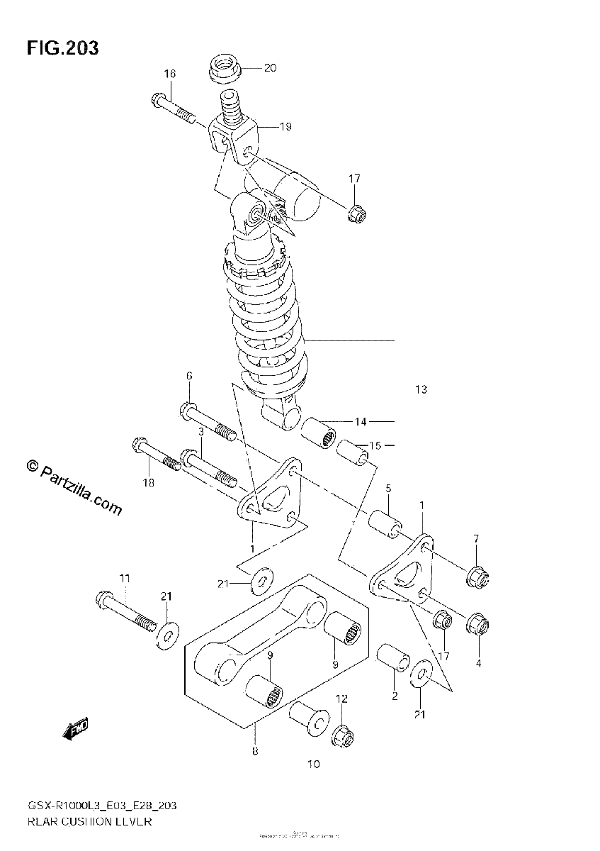 Diagrama de REAR CUSHION LEVER GSX R1000ZL3 E33