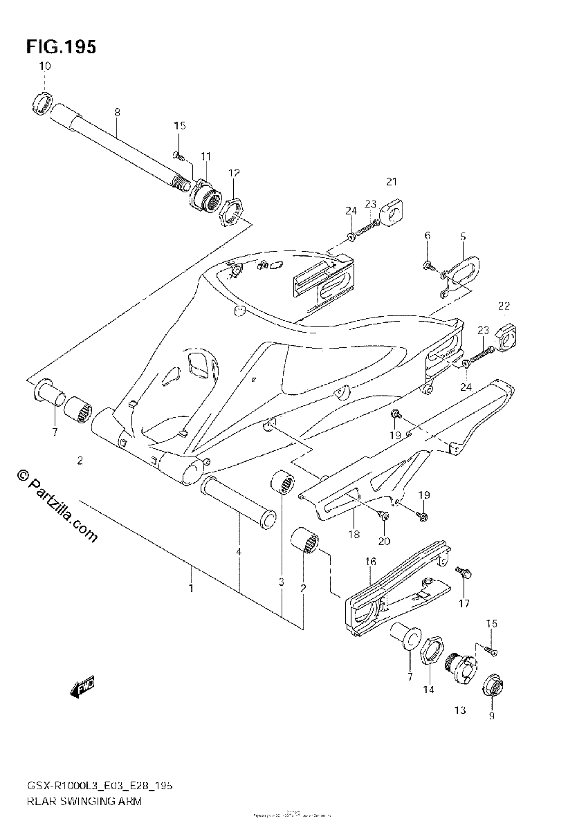 Diagrama de REAR SWINGING ARM GSX R1000ZL3 E03