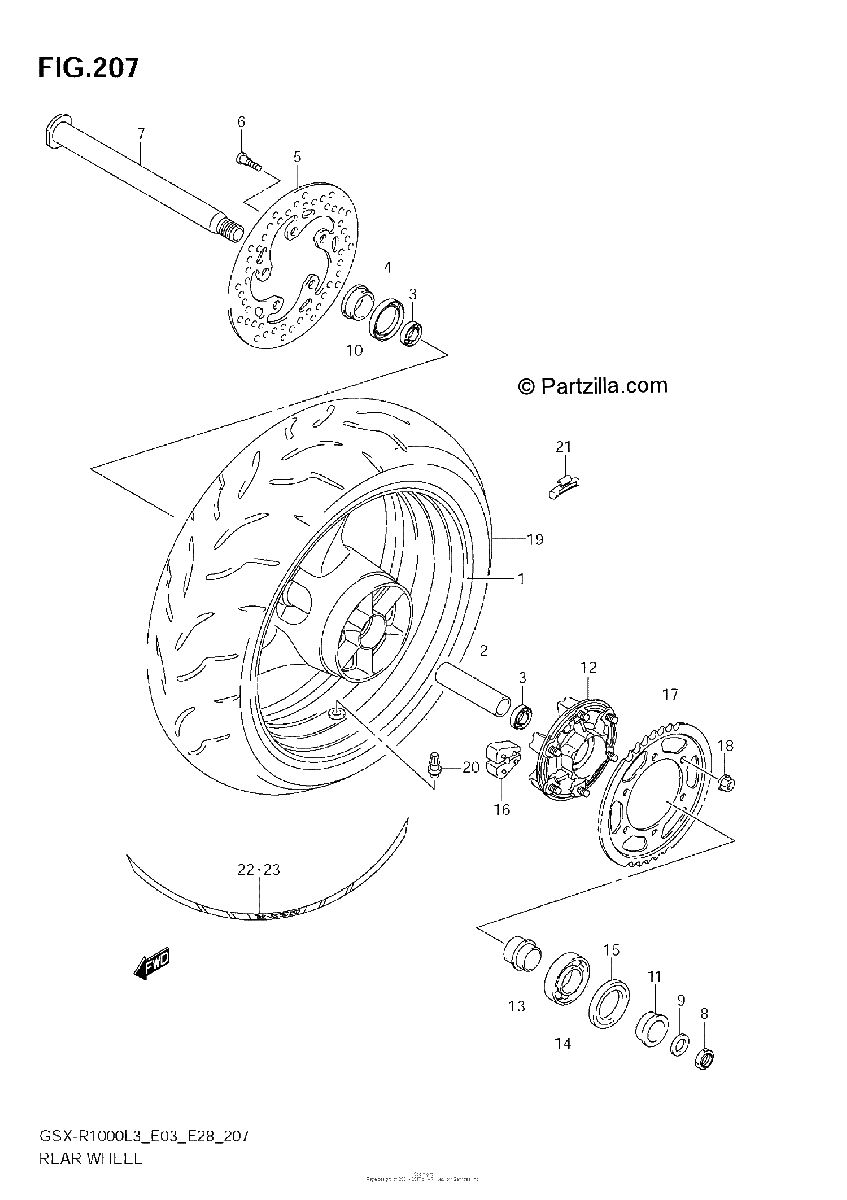 Diagrama de REAR WHEEL GSX R1000ZL3 E03