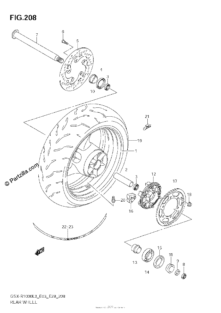 Diagrama de REAR WHEEL GSX R1000ZL3 E28